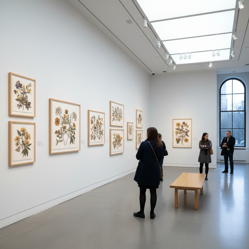 서울대공원 투명 식물 표본 전시관 전경. 방문객들이 작품을 감상하는 모습